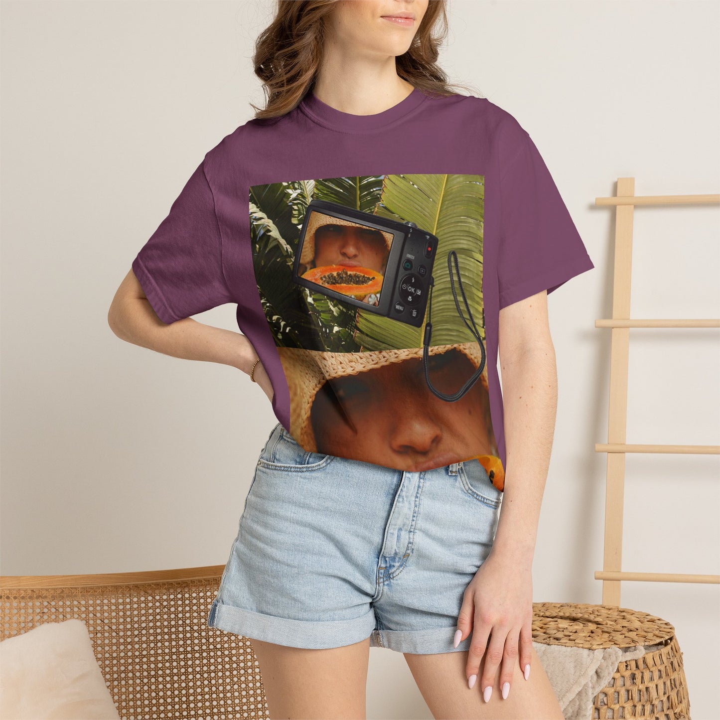 Retro Collage T-Shirt — Tropical TV & Papaya Art Tee