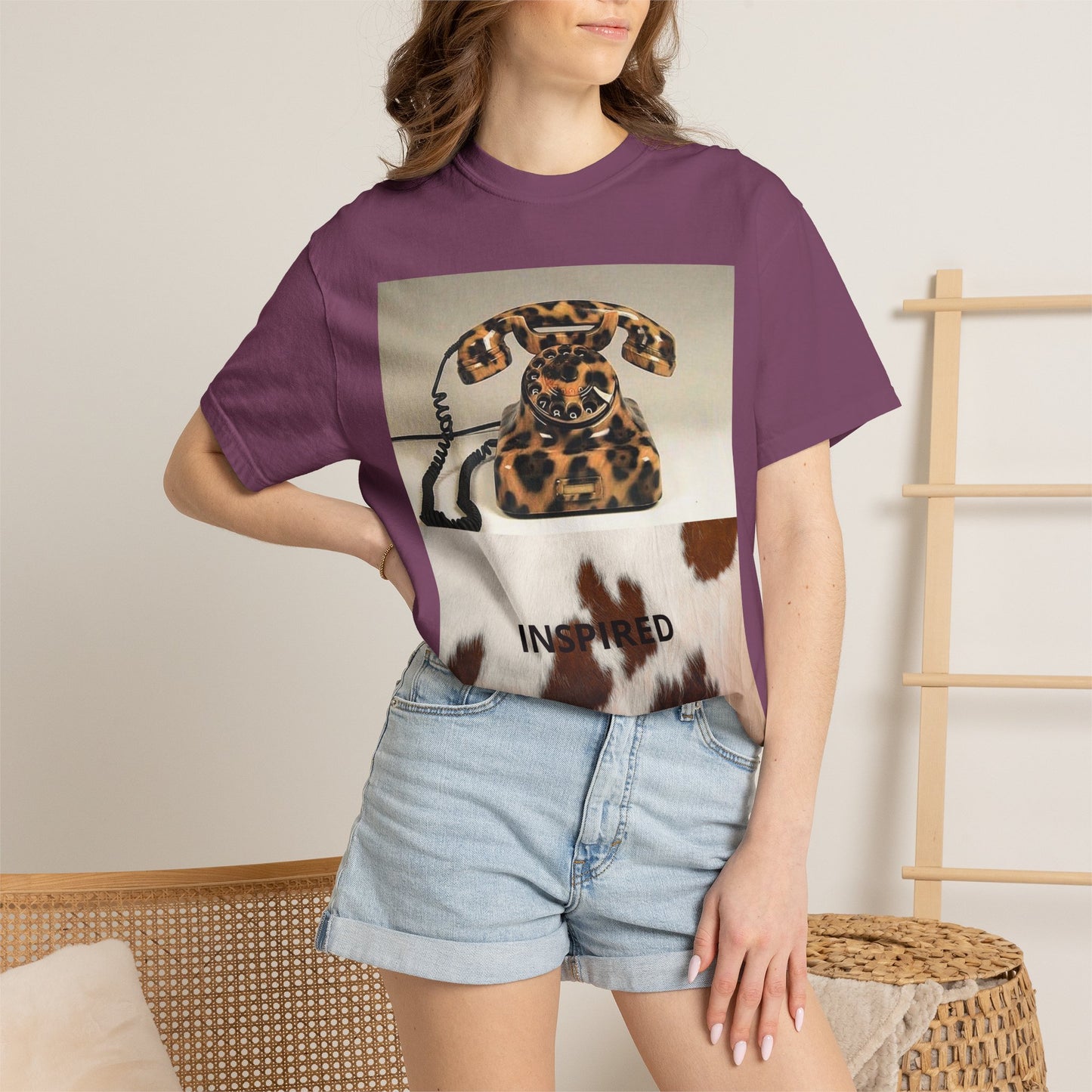 Inspired Leopard Phone Graphic T-Shirt