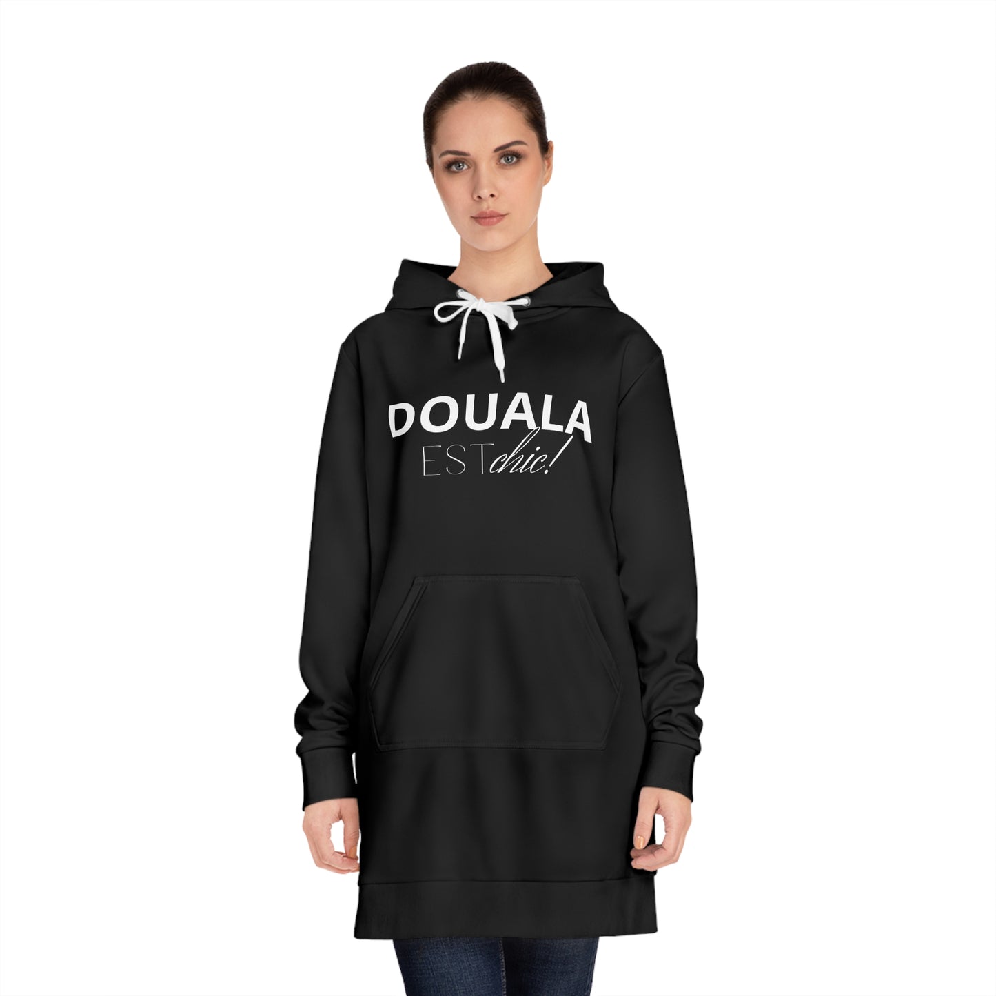 Douala Est Chic Hoodie Dress — Women's Black Hoodie Dress