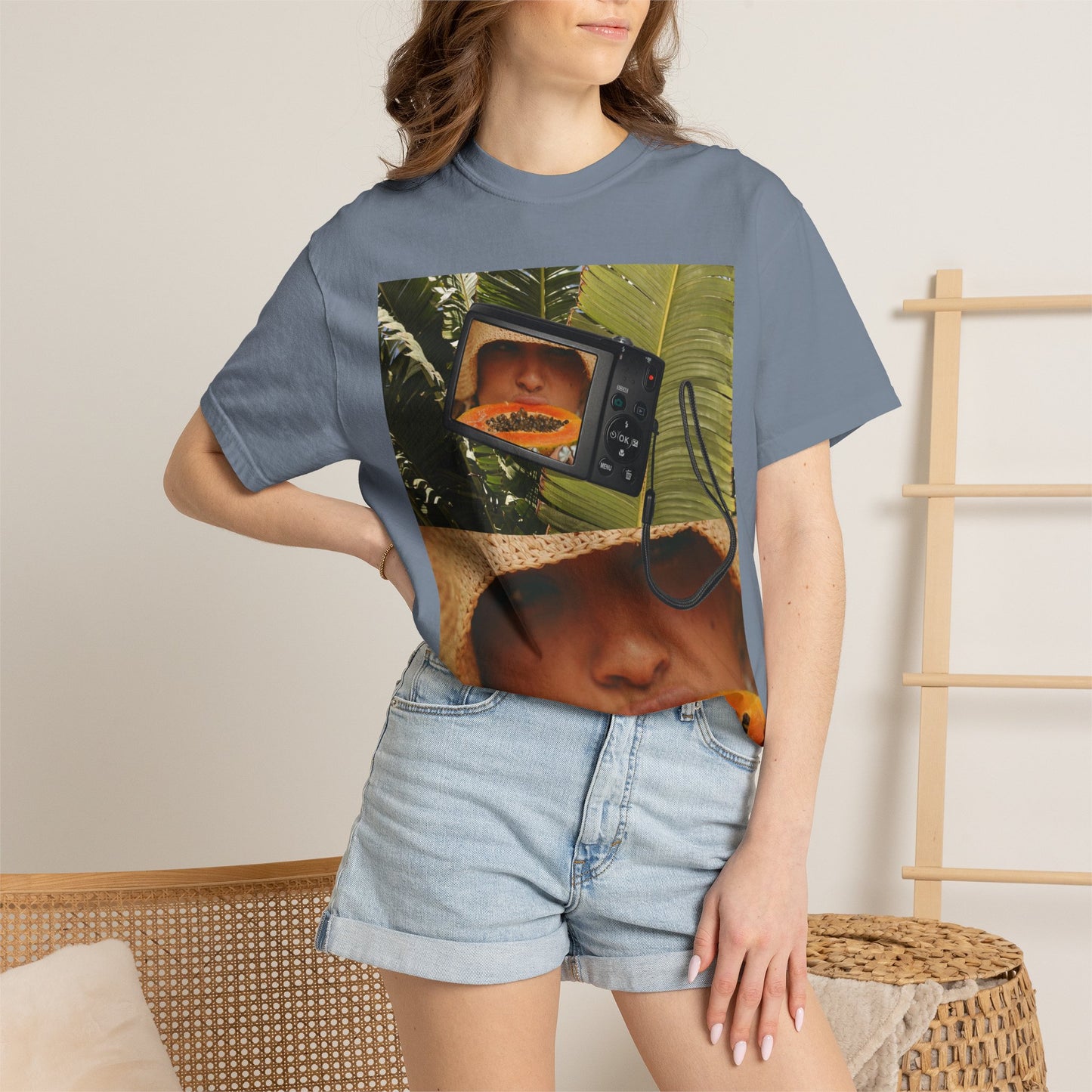 Retro Collage T-Shirt — Tropical TV & Papaya Art Tee
