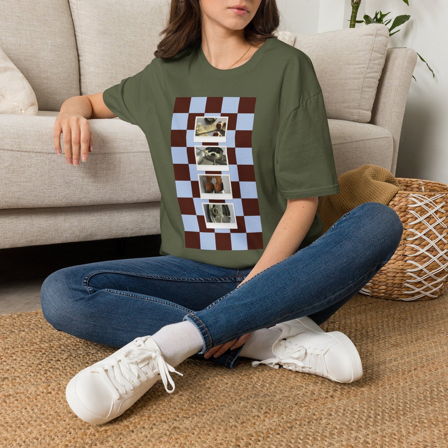 T-Shirt — Vintage Photo Checkerboard Collage