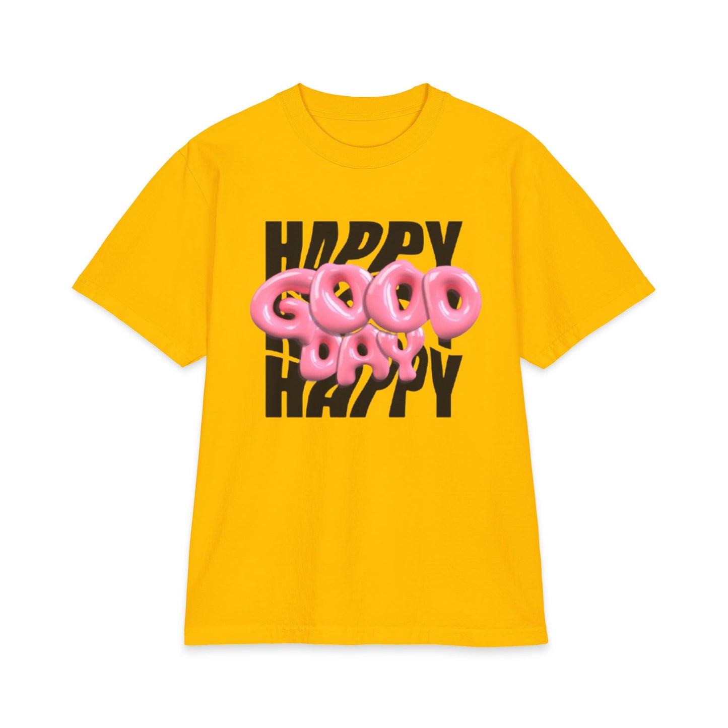 Happy Good Days T‑Shirt — Pink Balloon Text Graphic Tee