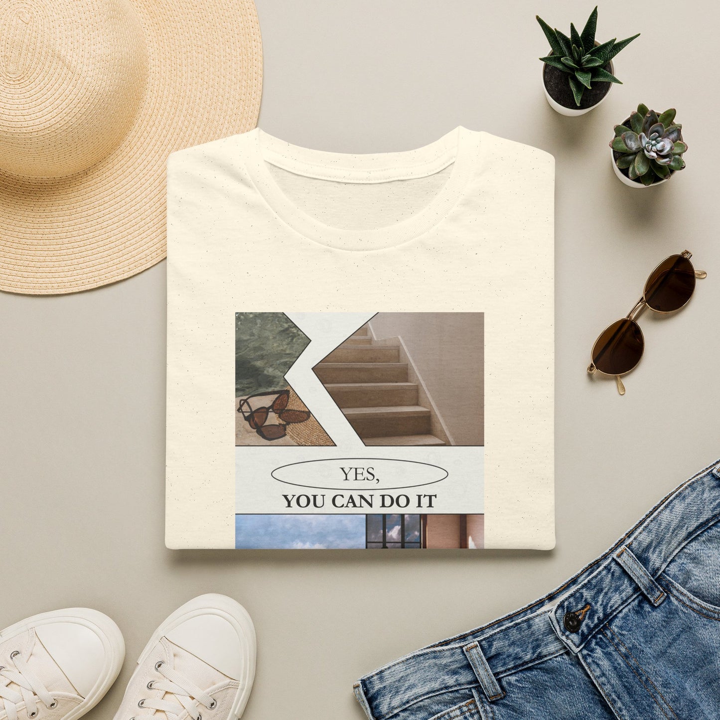 Motivational Photo Collage T-Shirt — "Yes, You Can Do It" Inspirational Tee