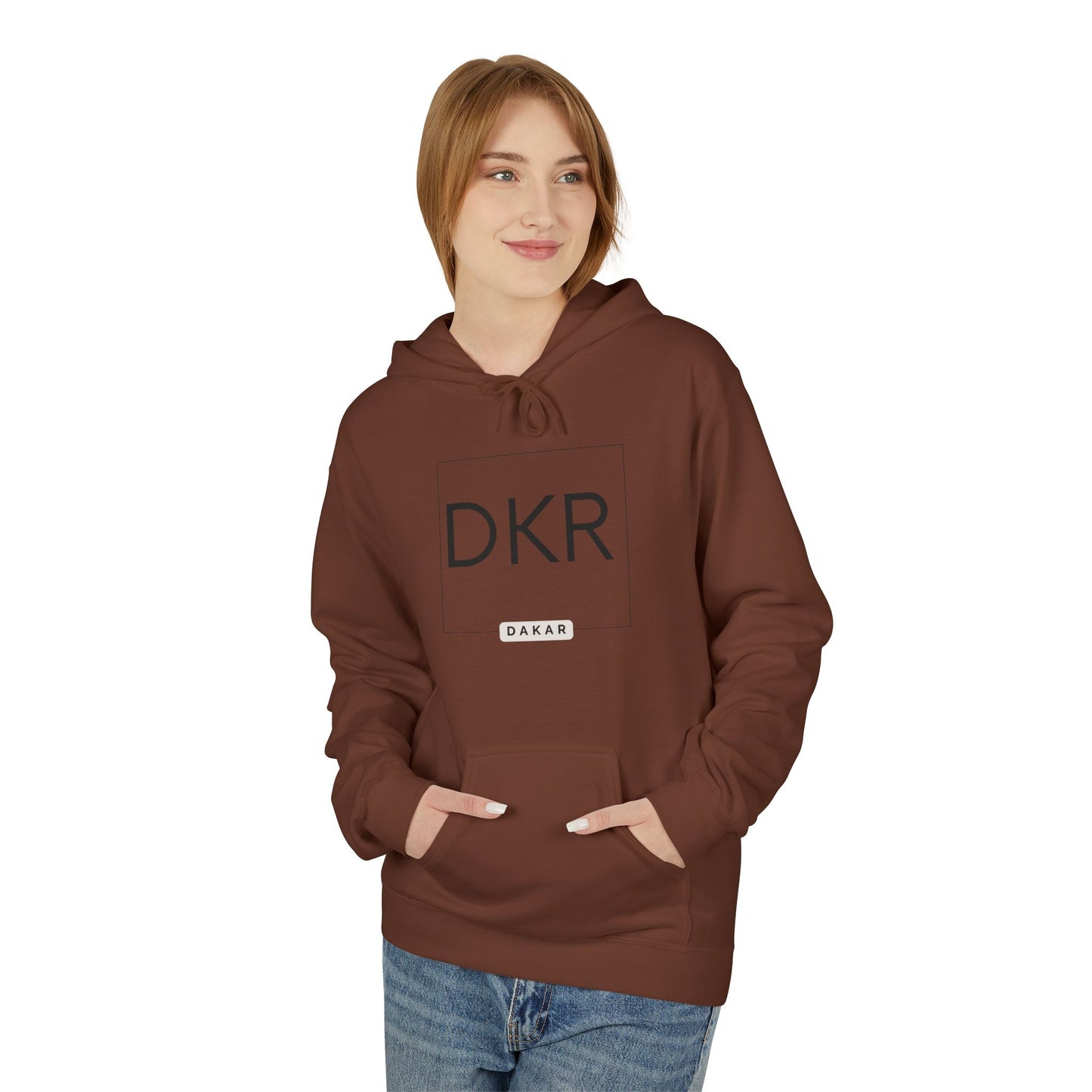 DKR (Dakar) White Hoodie — Clean Logo Chest & Back