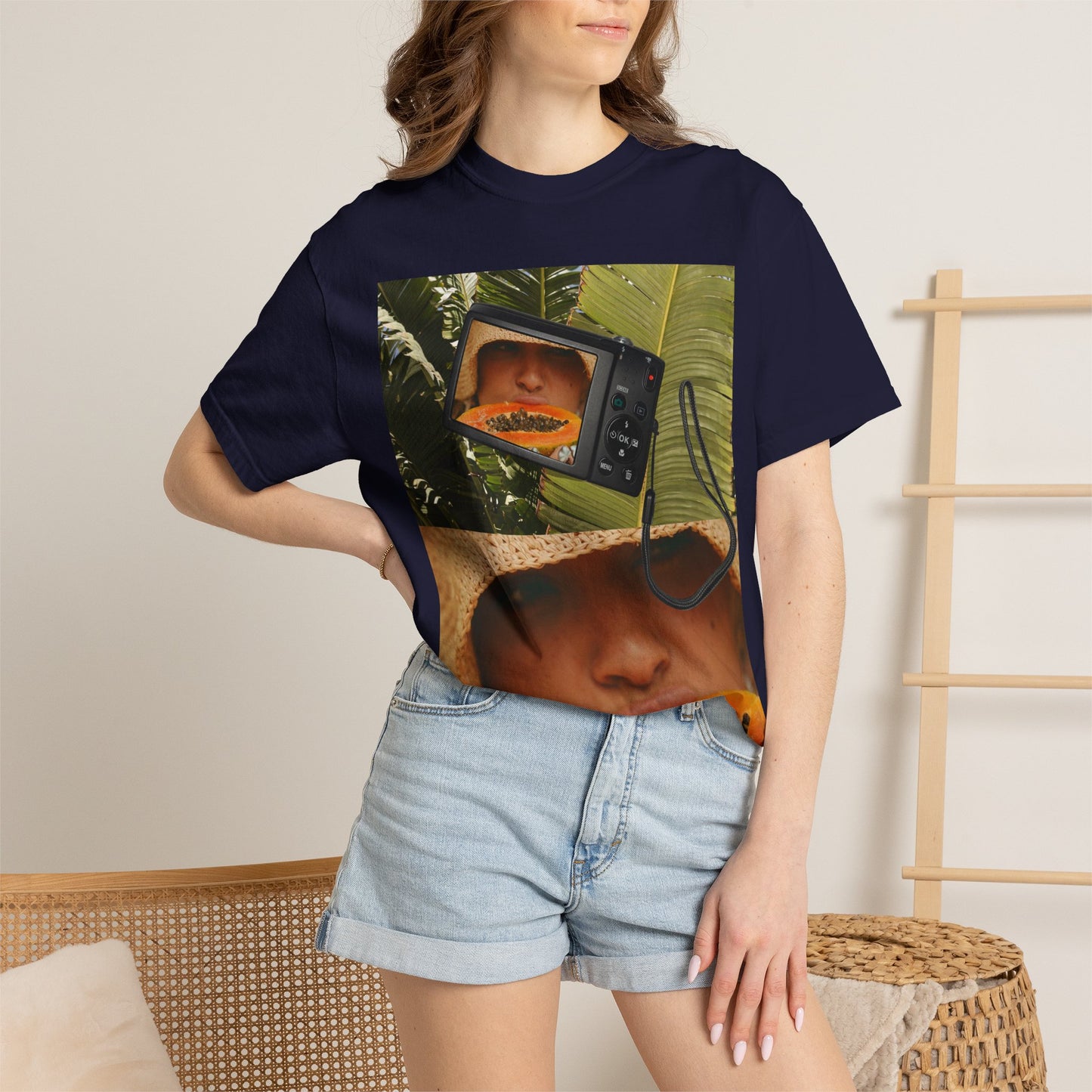 Retro Collage T-Shirt — Tropical TV & Papaya Art Tee