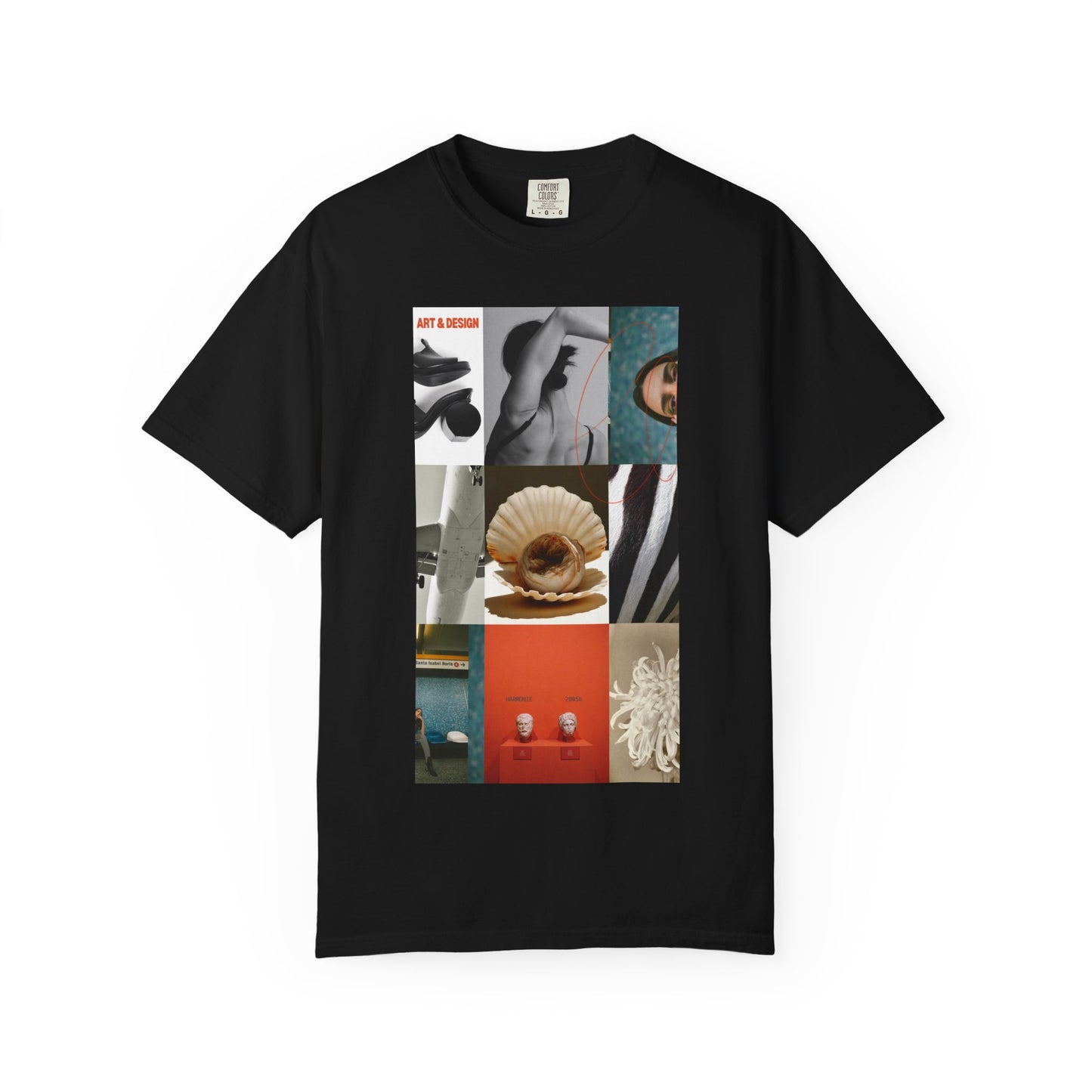 Photo Collage Graphic T‑Shirt — Vintage Object Grid Print