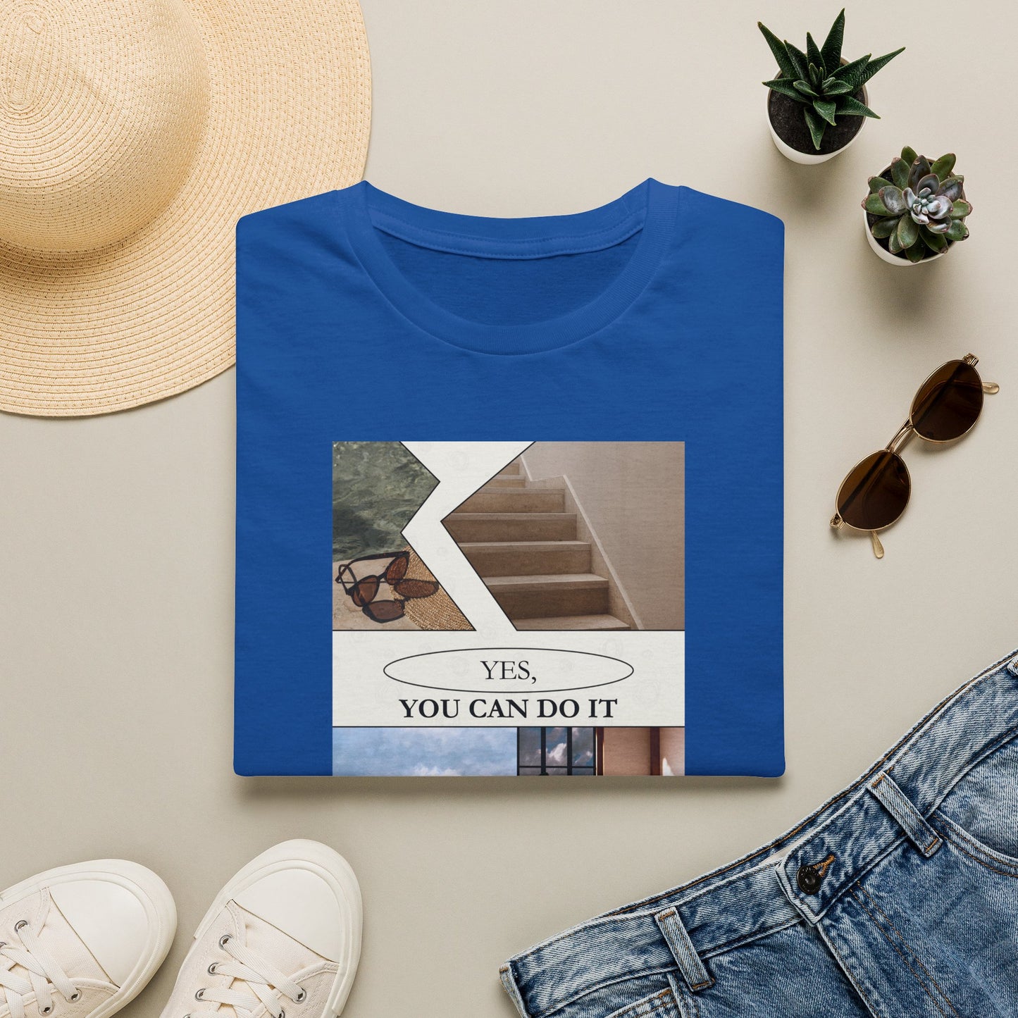 Motivational Photo Collage T-Shirt — "Yes, You Can Do It" Inspirational Tee