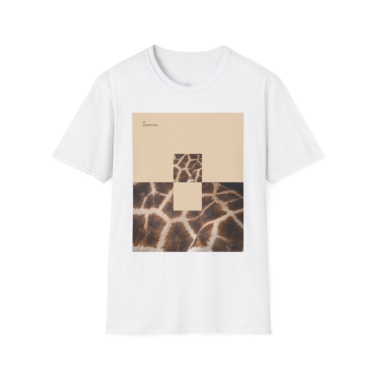 Graphic Tee — Neutral Geometric Giraffe Print ("Resurrection")
