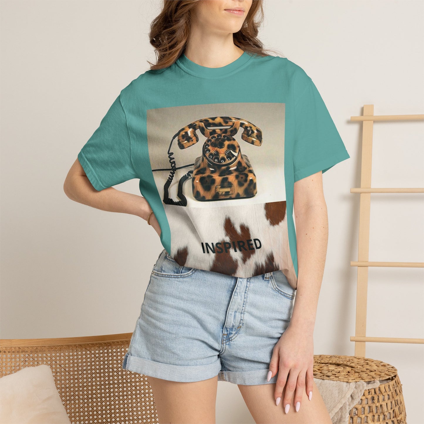 Inspired Leopard Phone Graphic T-Shirt
