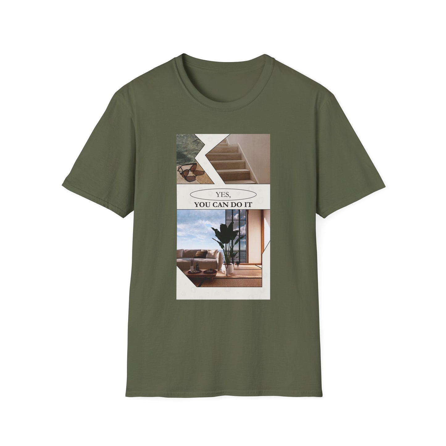 Motivational Photo Collage T-Shirt — "Yes, You Can Do It" Inspirational Tee