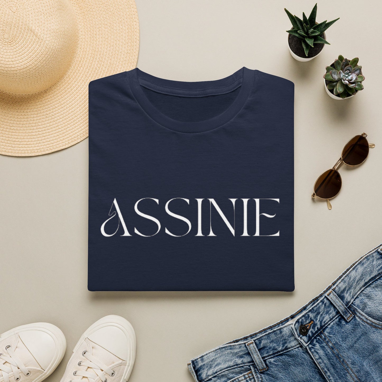 ASSNIE Embossed White T‑Shirt — Minimalist Logo Tee