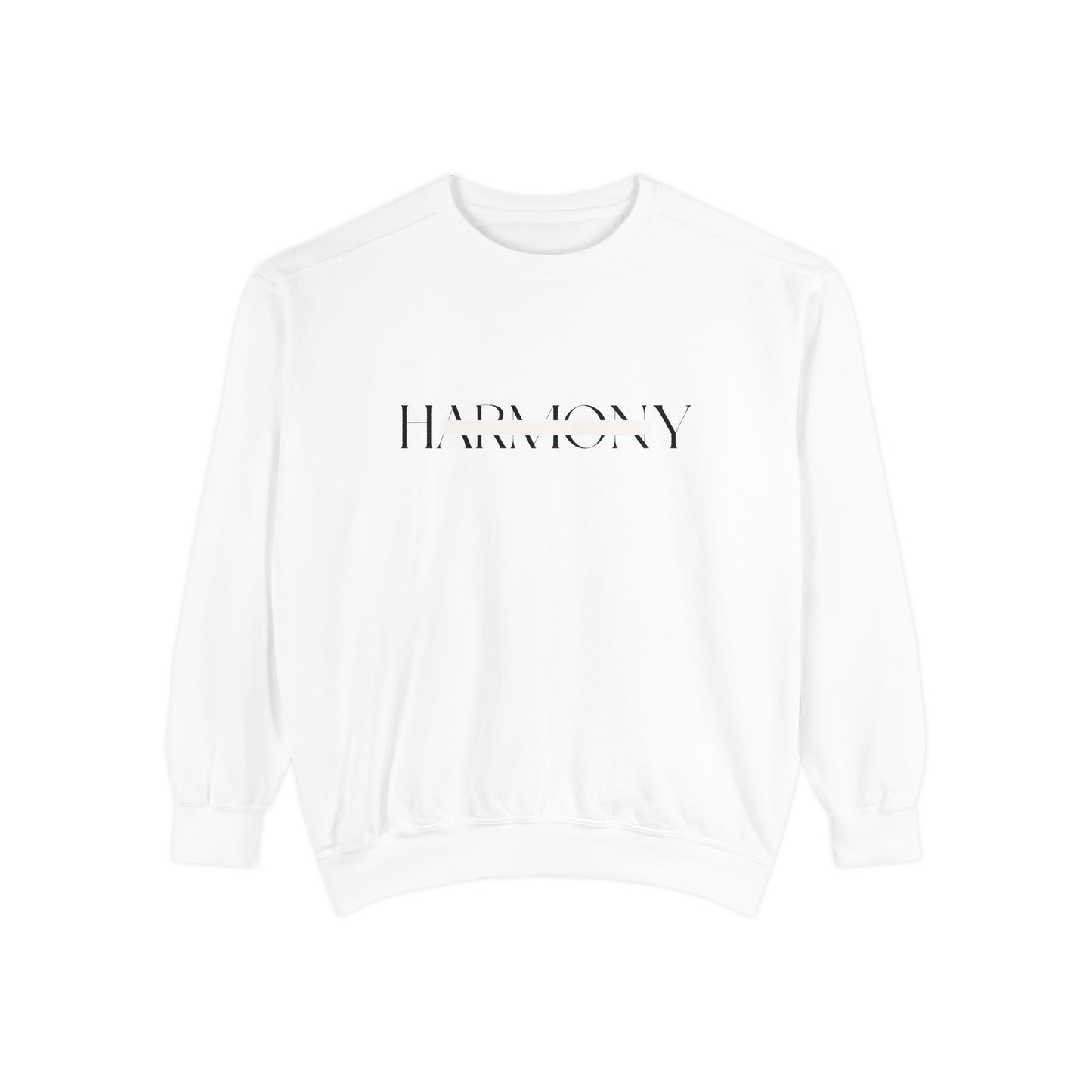 Harmony Minimalist Sweatshirt – White Text Graphic Crewneck