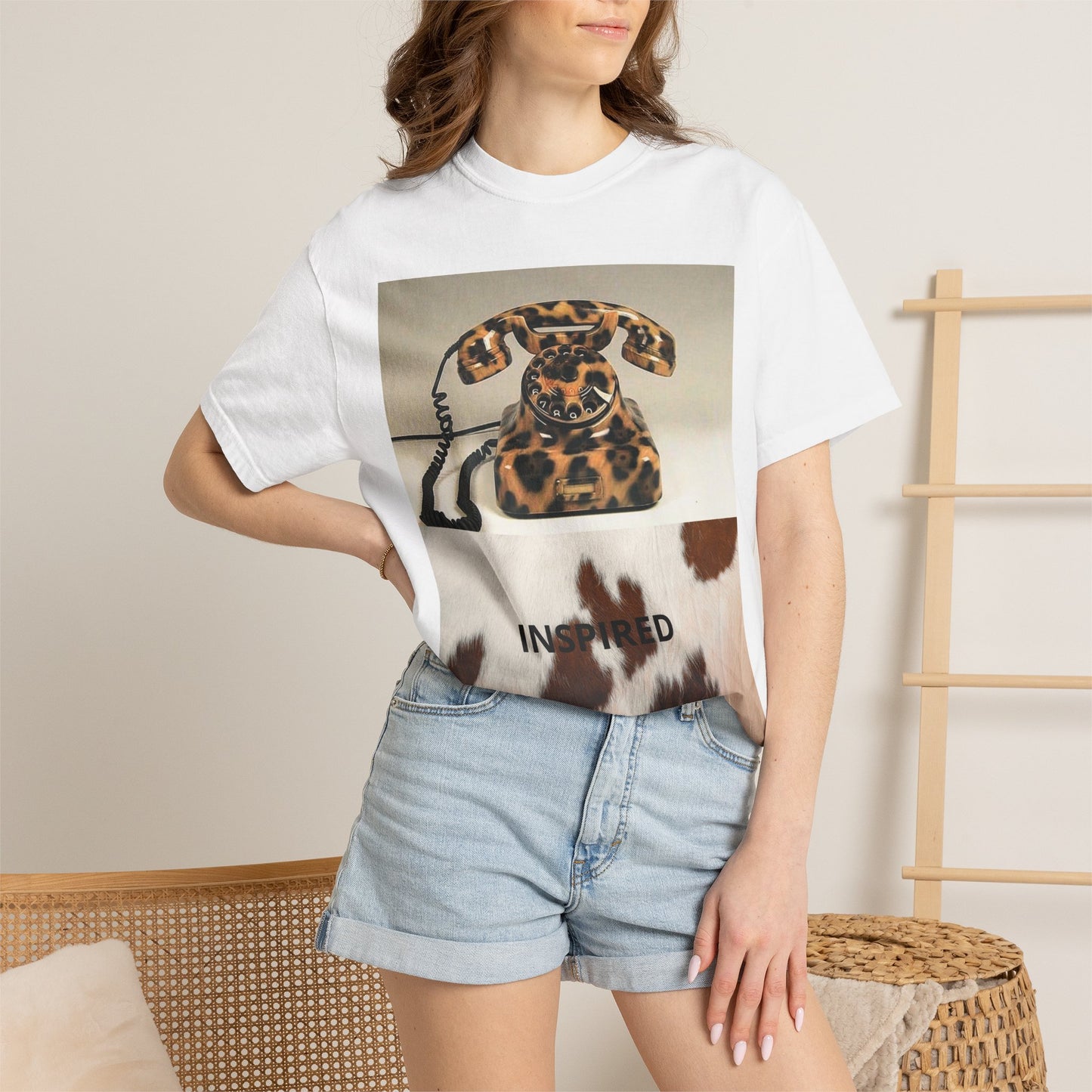 Inspired Leopard Phone Graphic T-Shirt