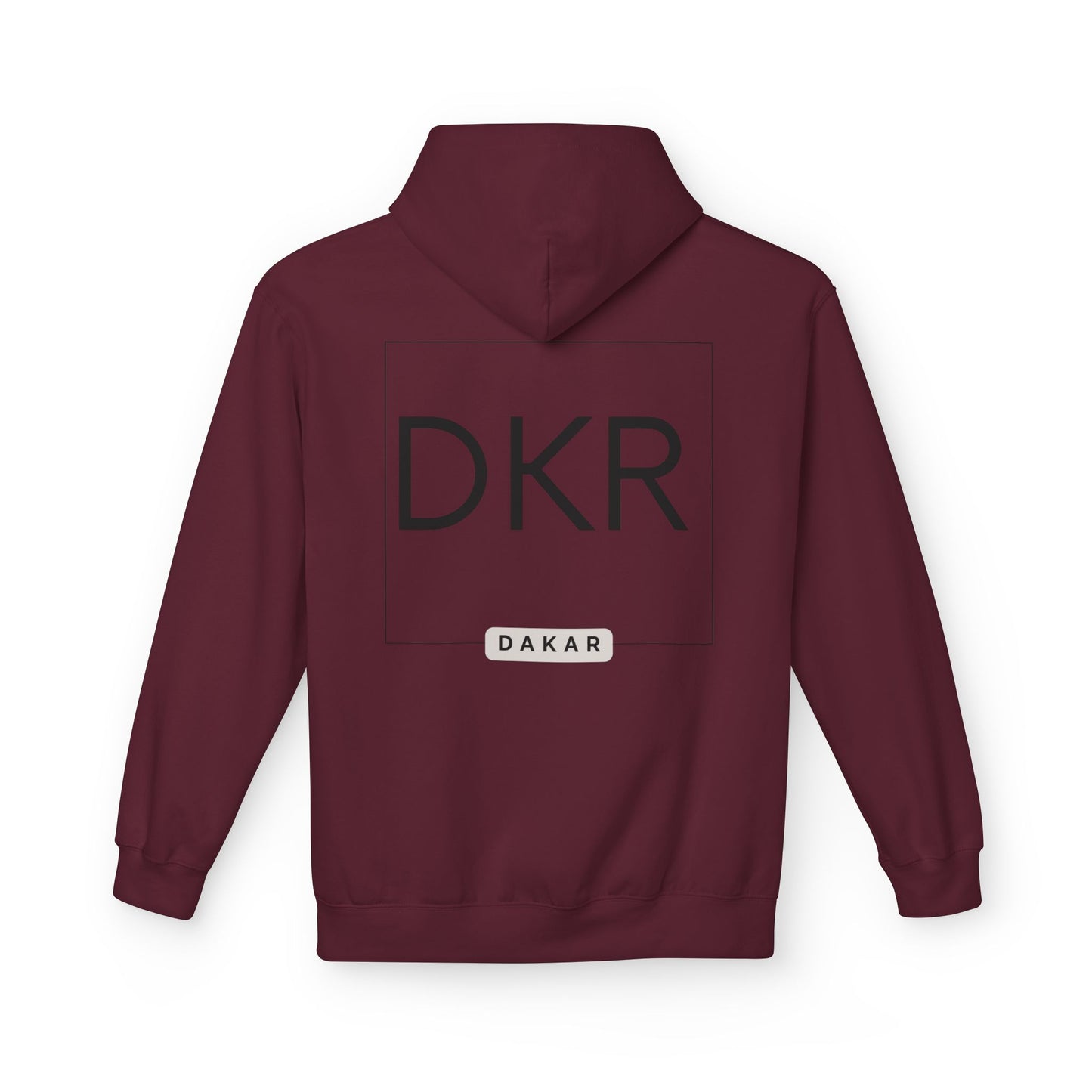 DKR (Dakar) White Hoodie — Clean Logo Chest & Back