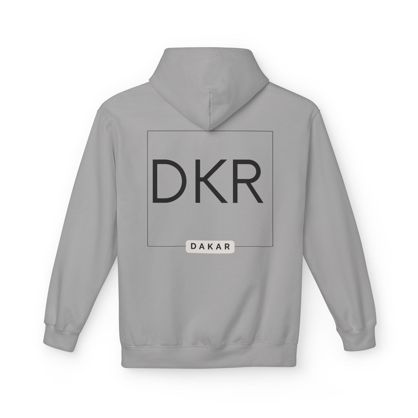 DKR (Dakar) White Hoodie — Clean Logo Chest & Back