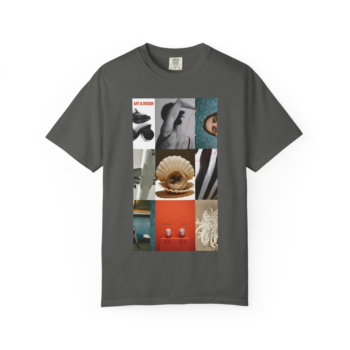 Photo Collage Graphic T‑Shirt — Vintage Object Grid Print