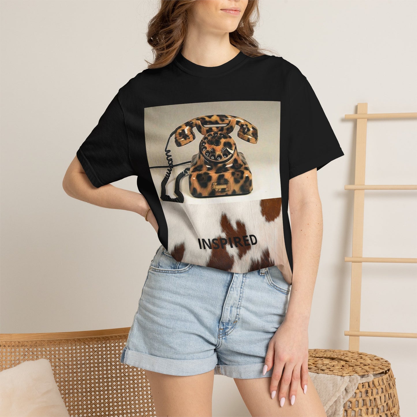 Inspired Leopard Phone Graphic T-Shirt
