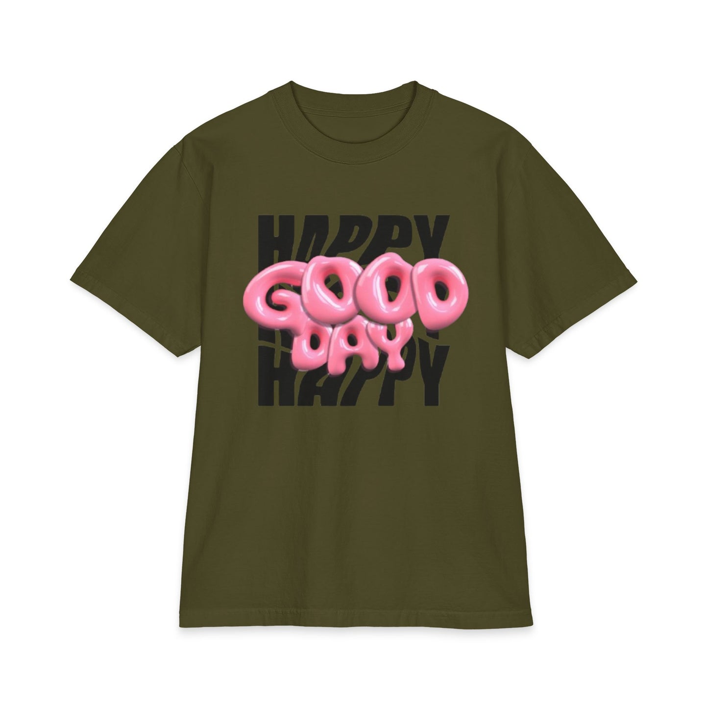Happy Good Days T‑Shirt — Pink Balloon Text Graphic Tee