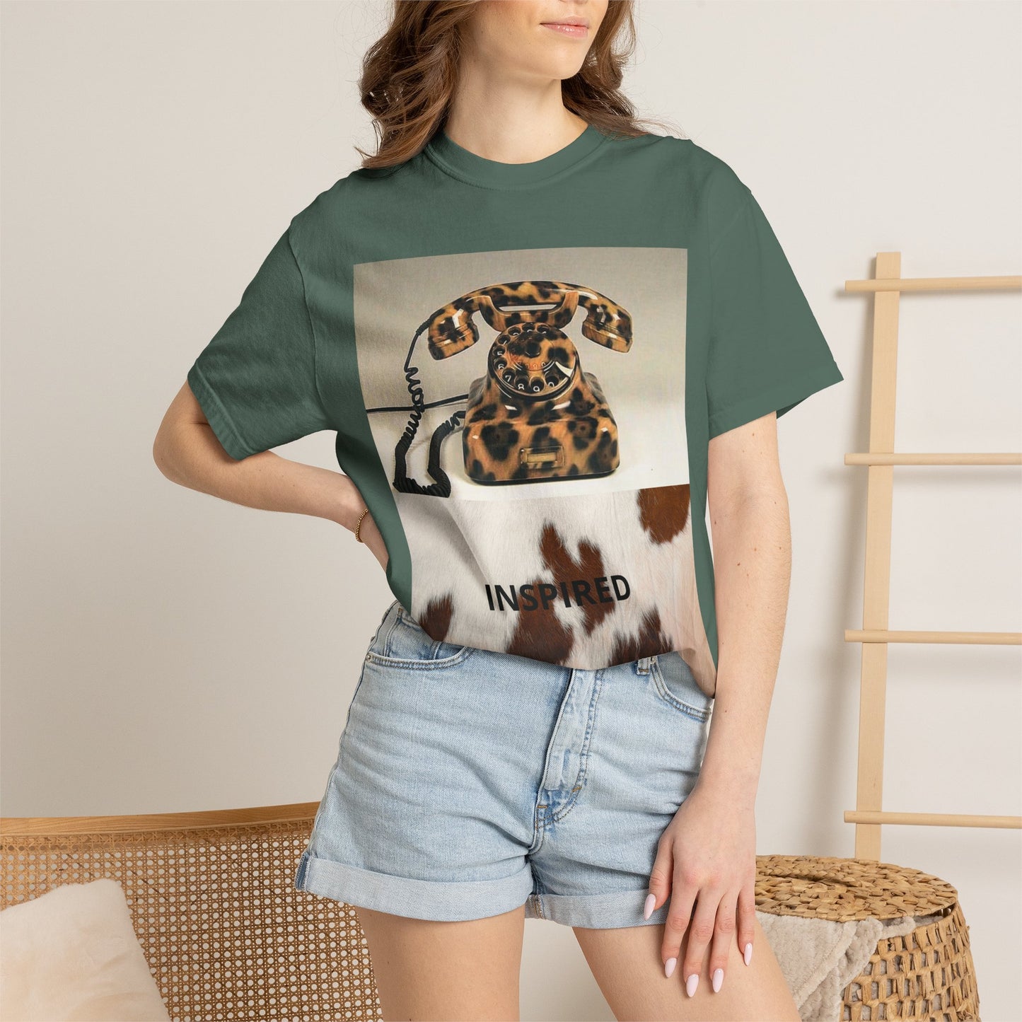 Inspired Leopard Phone Graphic T-Shirt
