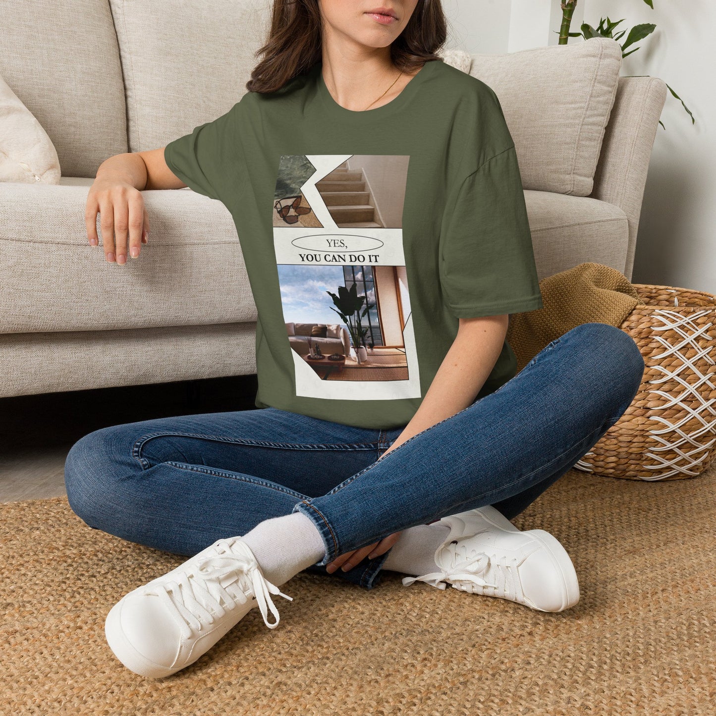 Motivational Photo Collage T-Shirt — "Yes, You Can Do It" Inspirational Tee