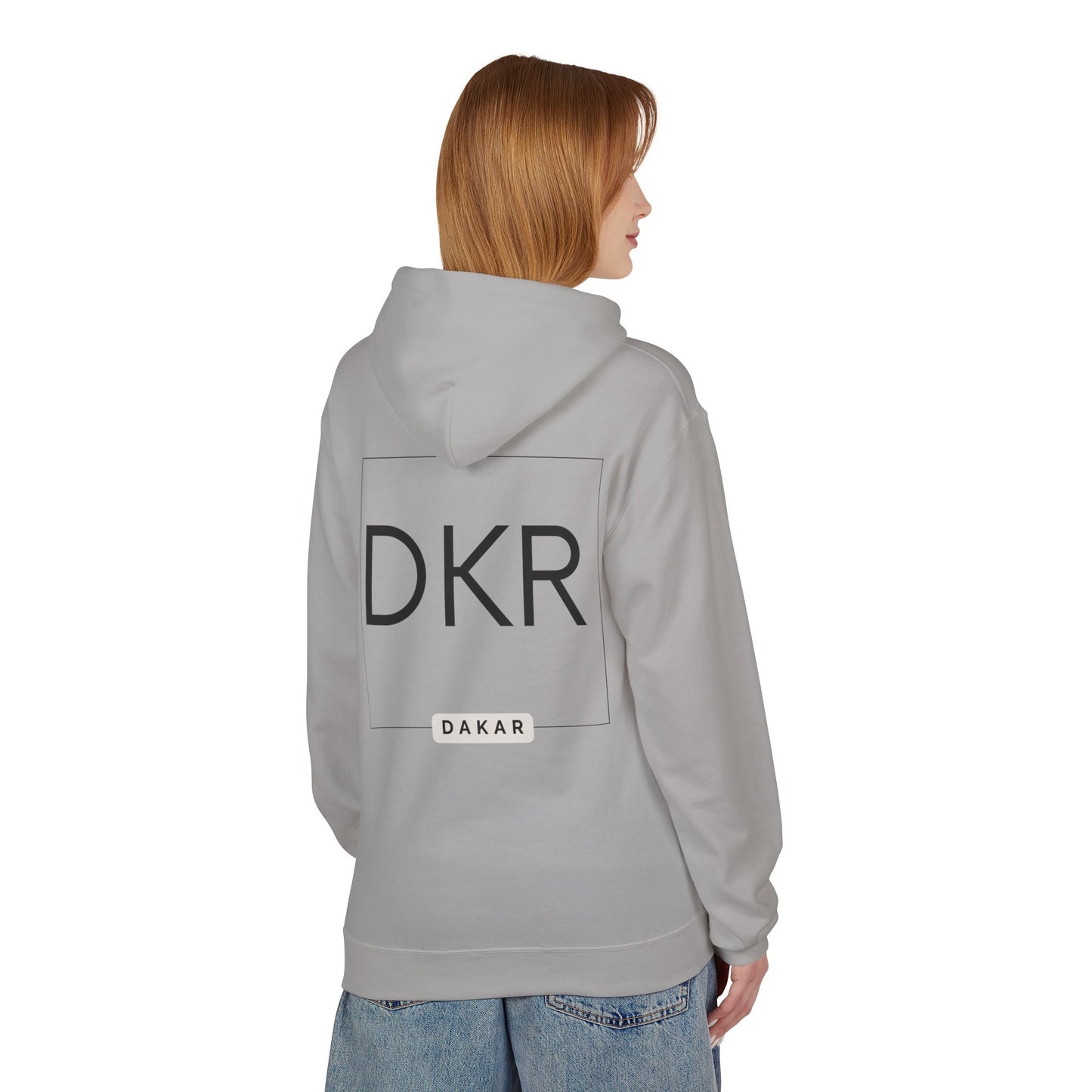 DKR (Dakar) White Hoodie — Clean Logo Chest & Back