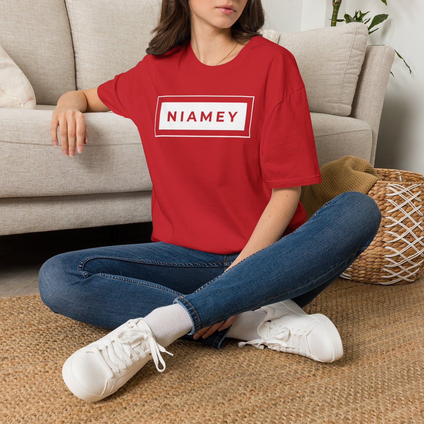 Minimal White T-Shirt — Subtle Embossed Text Casual Tee