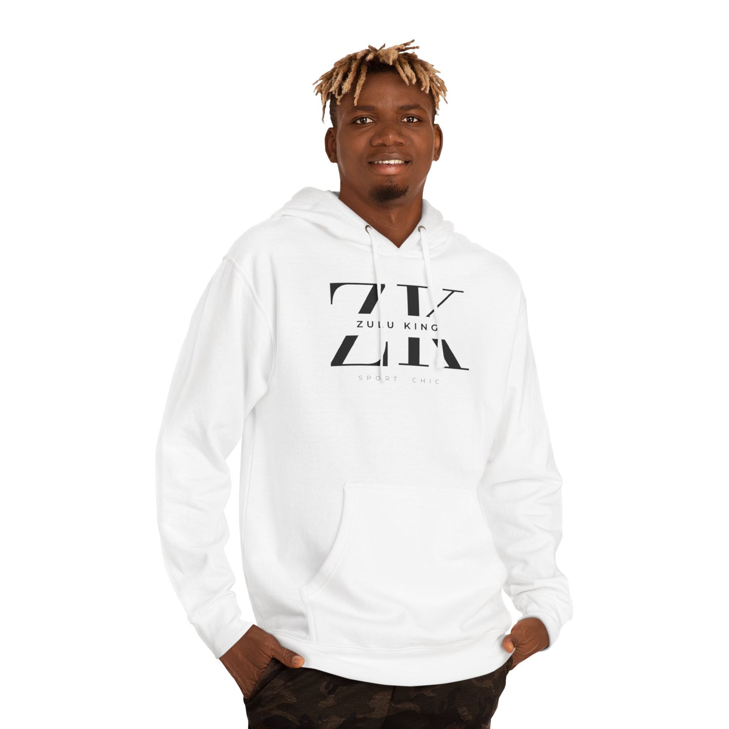 Zulu King 'ZK' Logo Hoodie — White Pullover