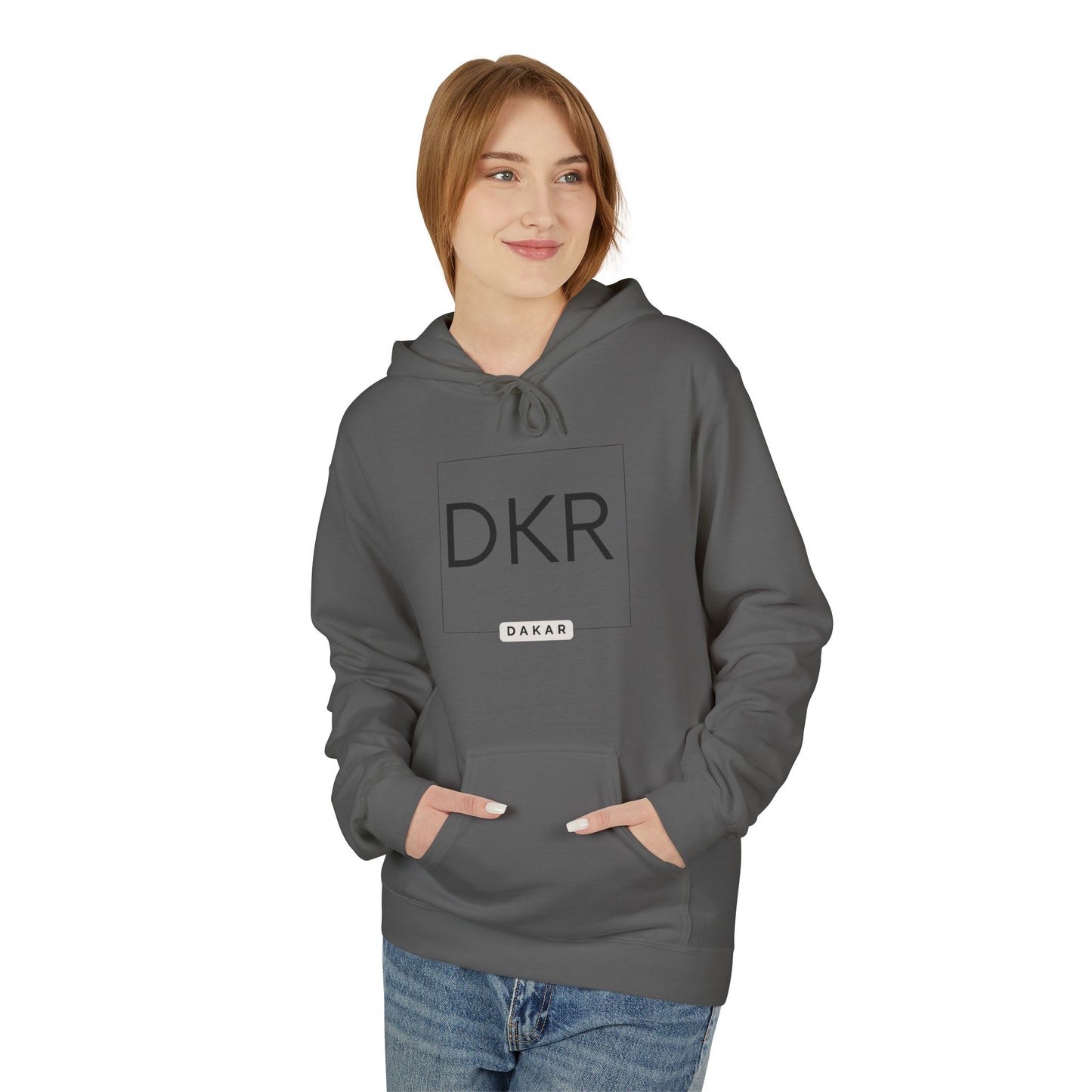 DKR (Dakar) White Hoodie — Clean Logo Chest & Back