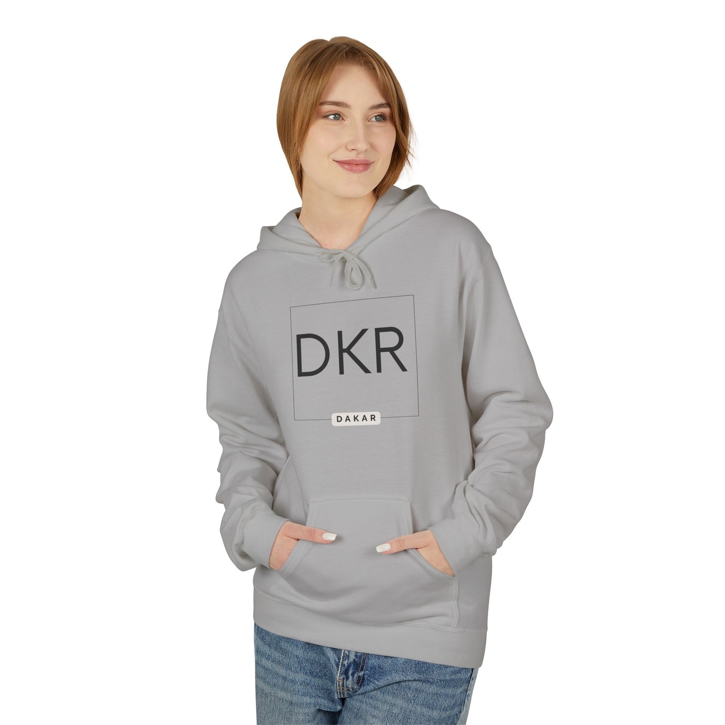 DKR (Dakar) White Hoodie — Clean Logo Chest & Back
