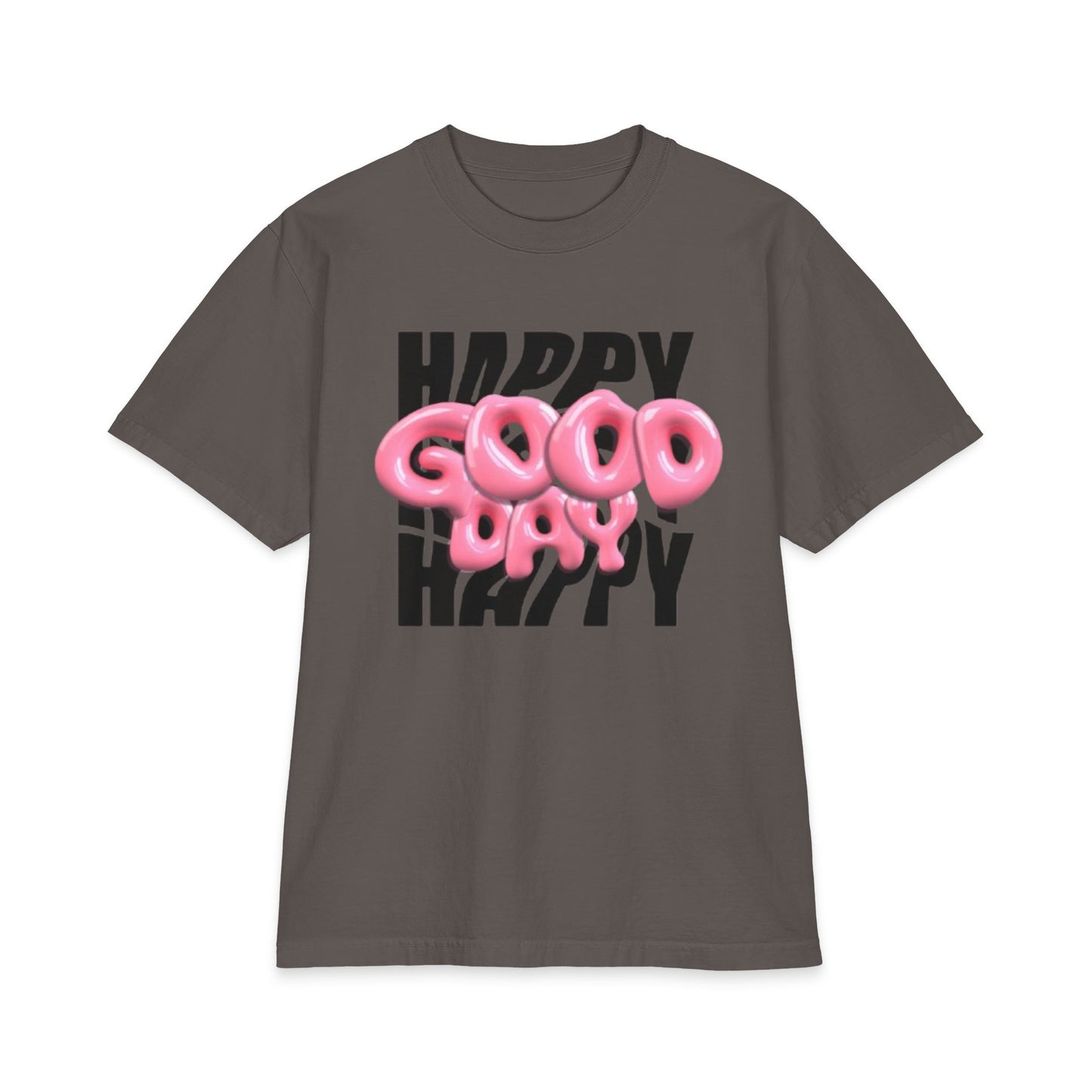 Happy Good Days T‑Shirt — Pink Balloon Text Graphic Tee