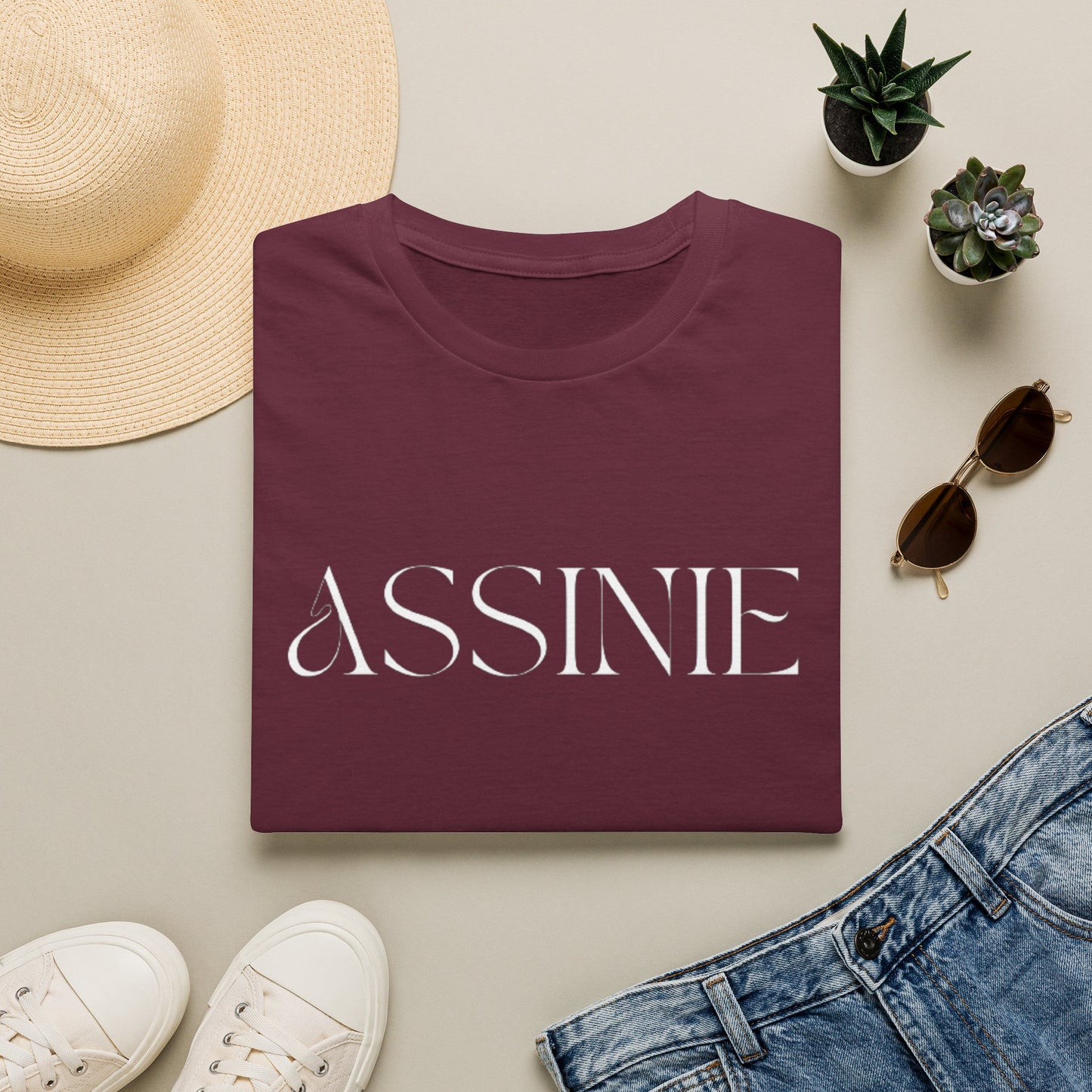 ASSNIE Embossed White T‑Shirt — Minimalist Logo Tee