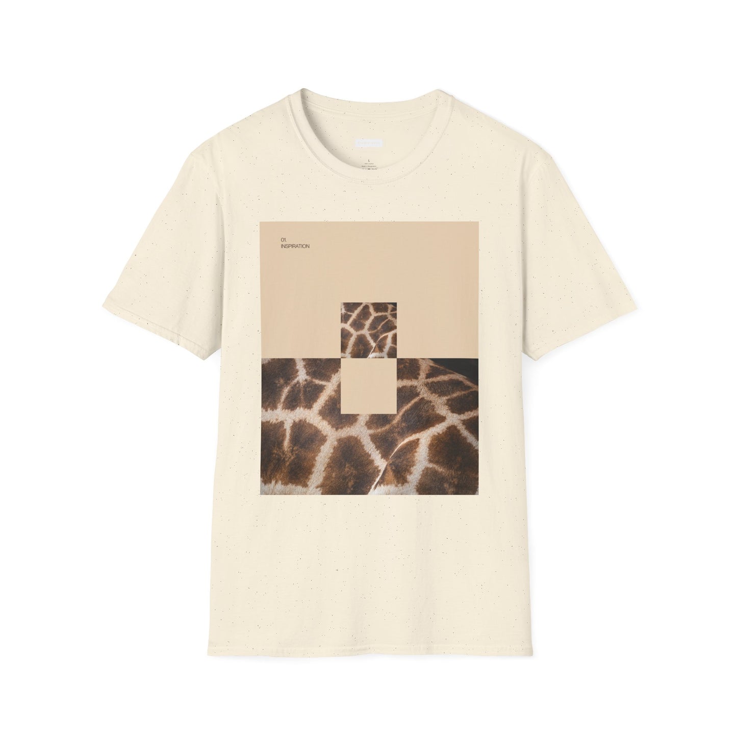 Graphic Tee — Neutral Geometric Giraffe Print ("Resurrection")