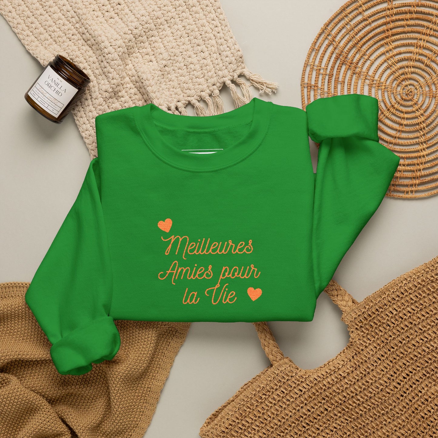 Crewneck Sweatshirt – 'Mistakes Arrive' Cute Script Heart Graphic, Cozy Casual Pullover