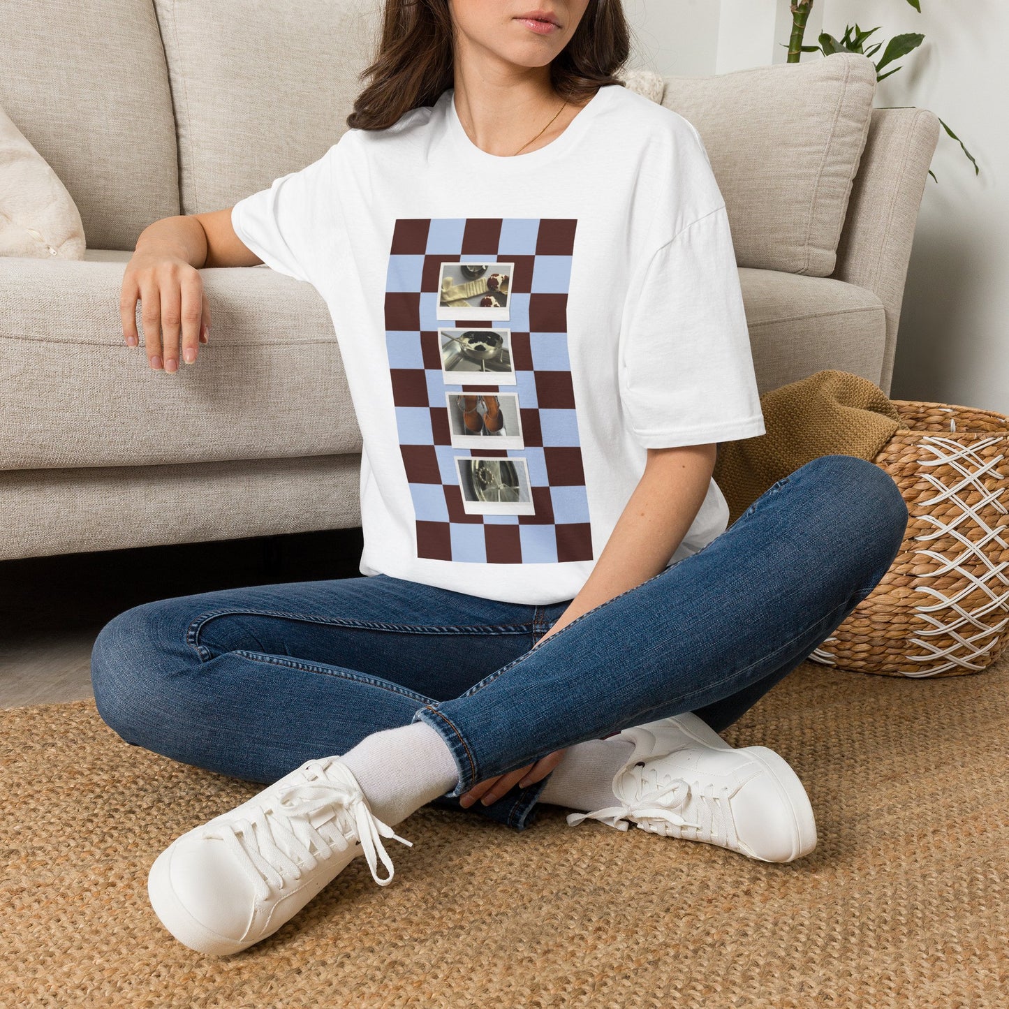 T-Shirt — Vintage Photo Checkerboard Collage