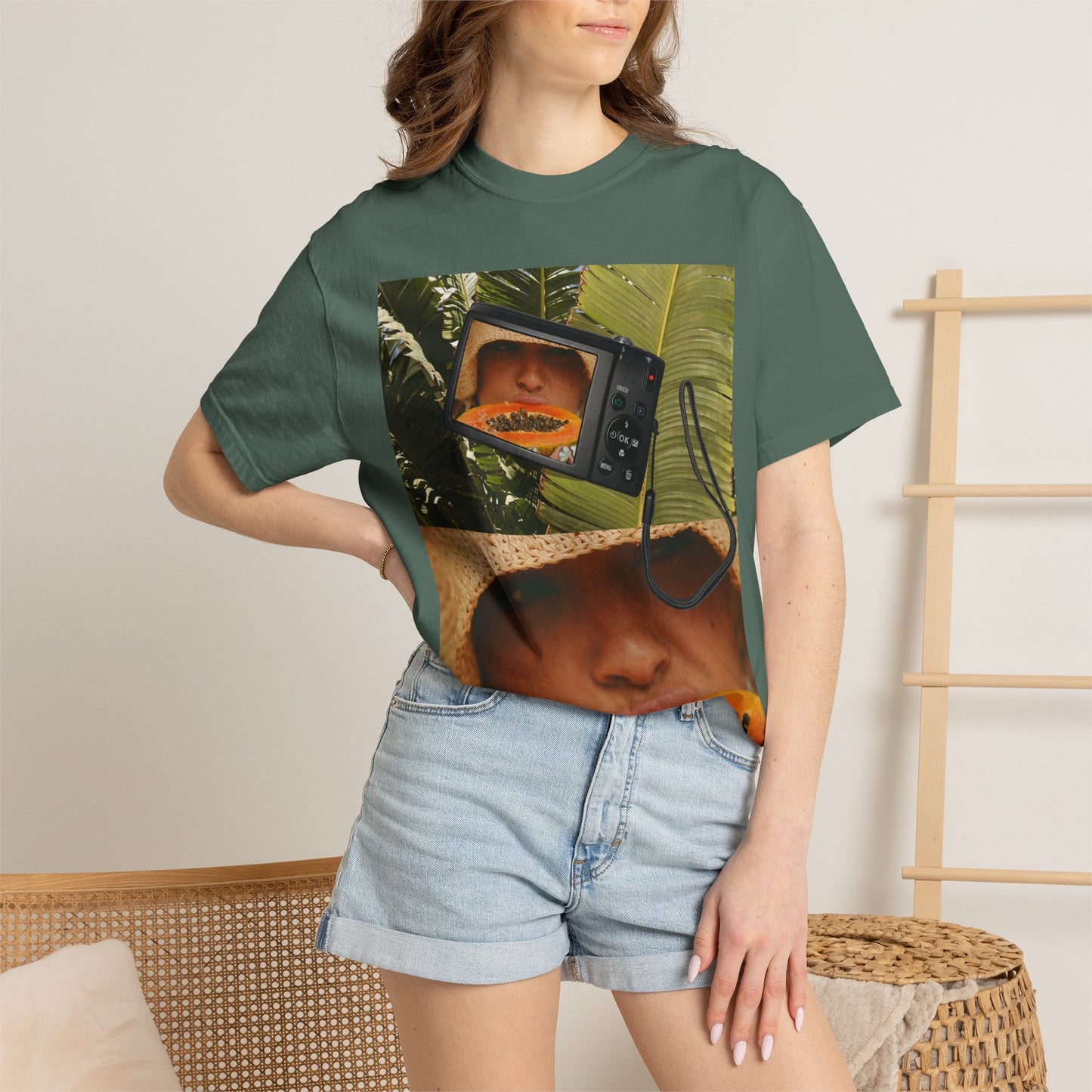 Retro Collage T-Shirt — Tropical TV & Papaya Art Tee