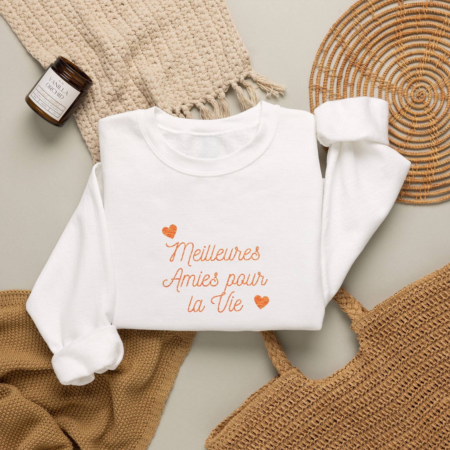 Crewneck Sweatshirt – 'Mistakes Arrive' Cute Script Heart Graphic, Cozy Casual Pullover