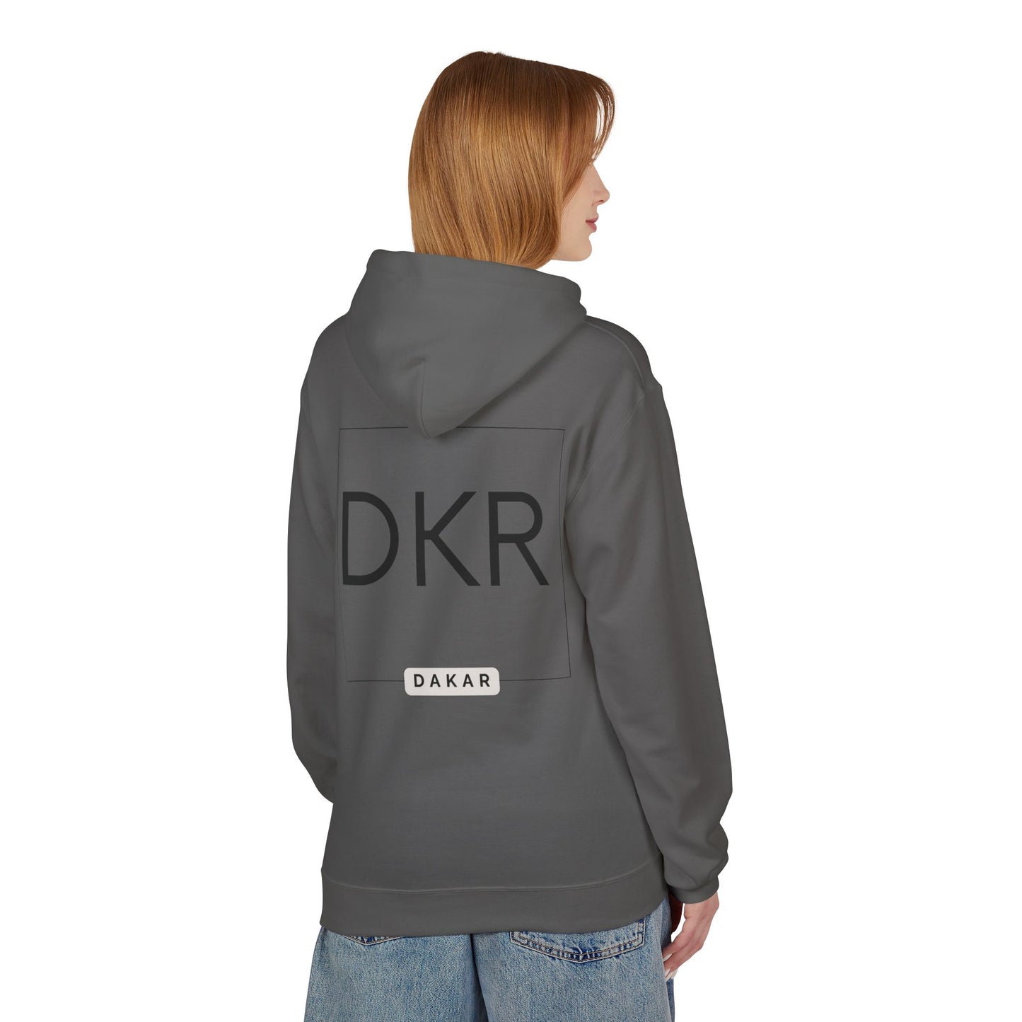 DKR (Dakar) White Hoodie — Clean Logo Chest & Back
