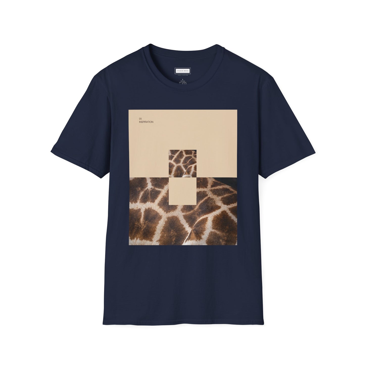 Graphic Tee — Neutral Geometric Giraffe Print ("Resurrection")