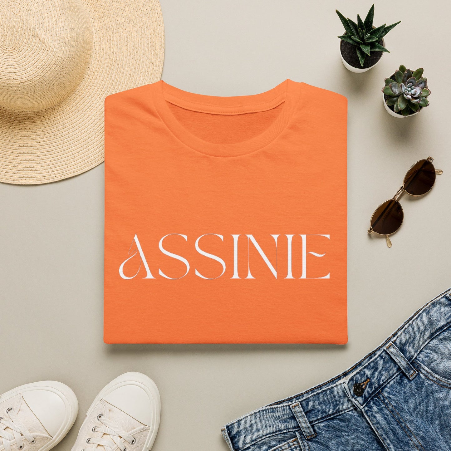 ASSNIE Embossed White T‑Shirt — Minimalist Logo Tee