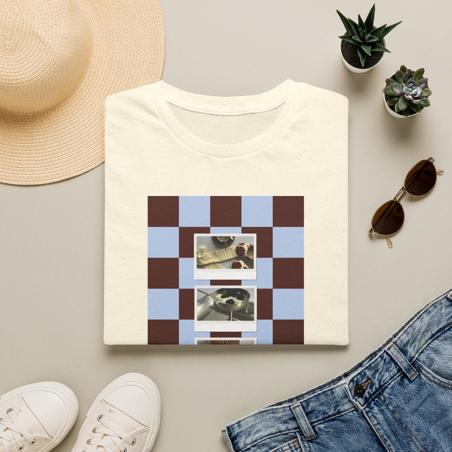 T-Shirt — Vintage Photo Checkerboard Collage