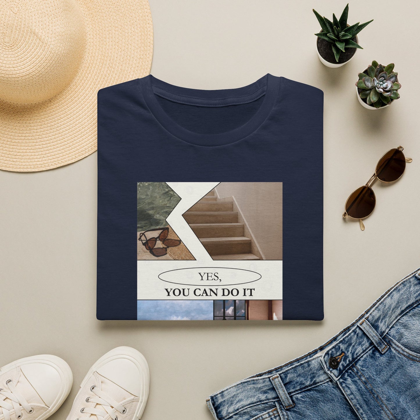 Motivational Photo Collage T-Shirt — "Yes, You Can Do It" Inspirational Tee