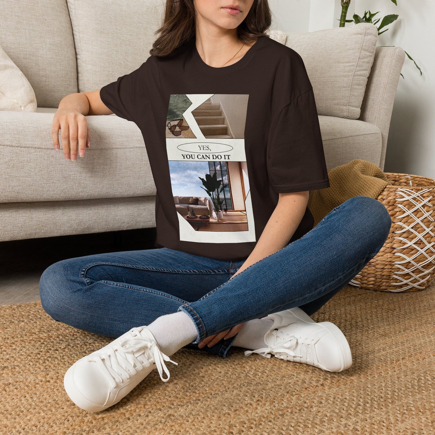 Motivational Photo Collage T-Shirt — "Yes, You Can Do It" Inspirational Tee