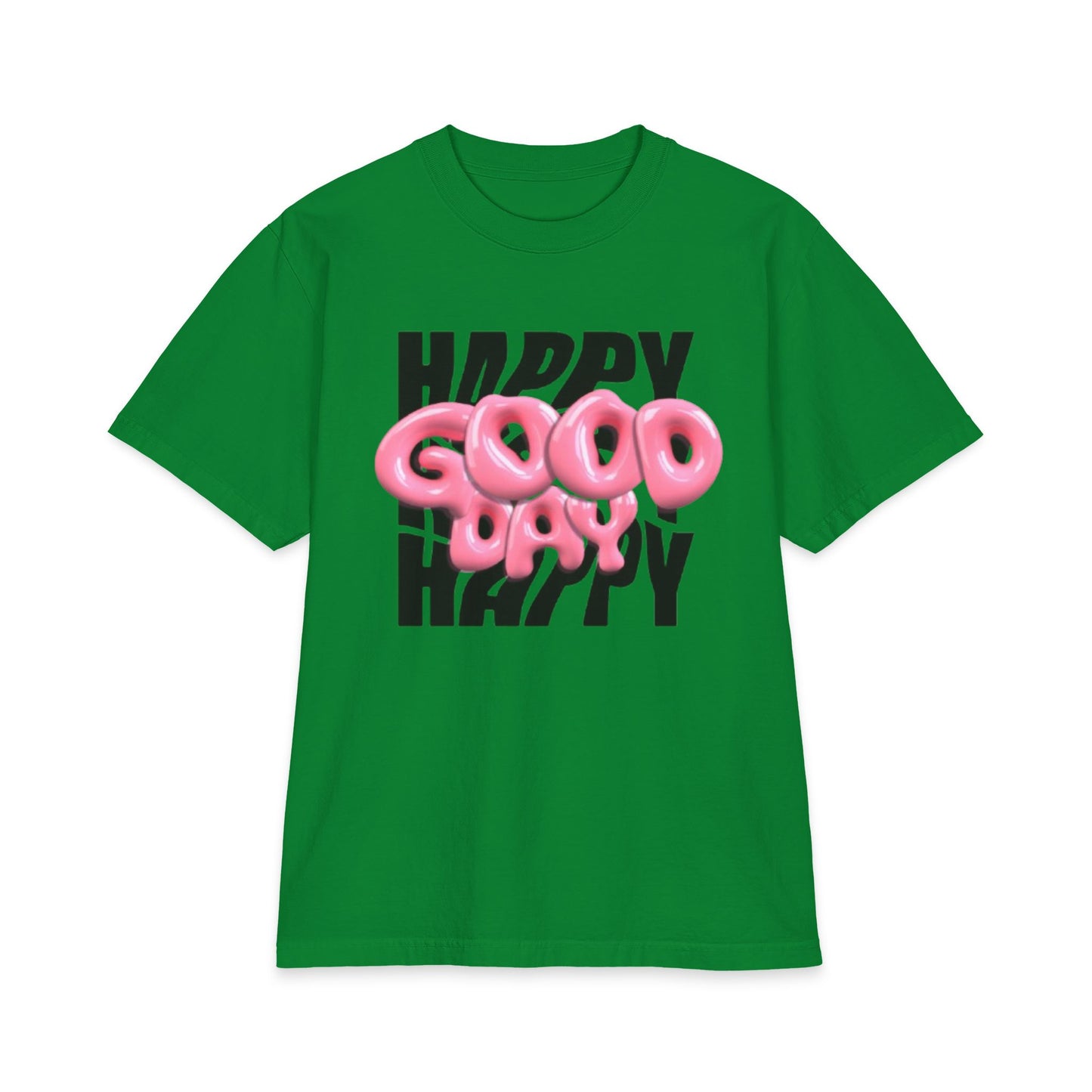 Happy Good Days T‑Shirt — Pink Balloon Text Graphic Tee