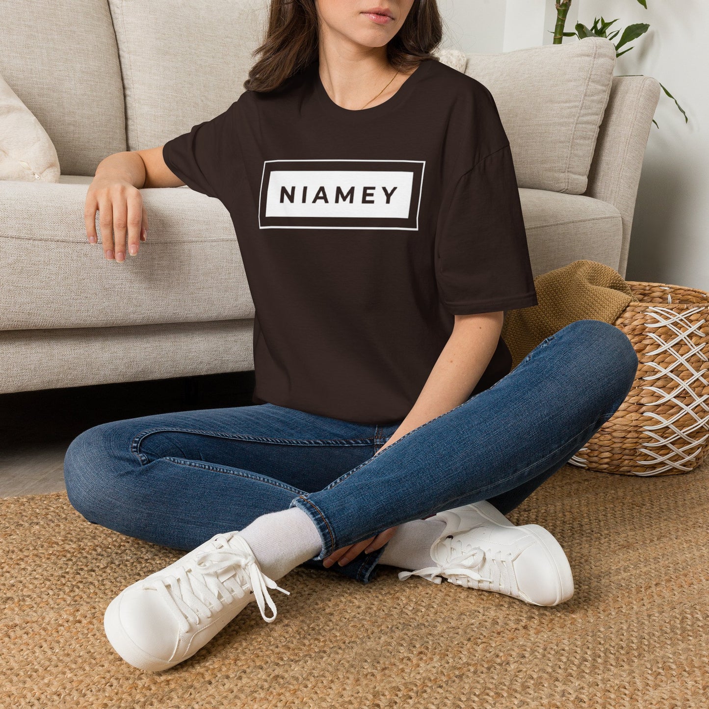 Minimal White T-Shirt — Subtle Embossed Text Casual Tee