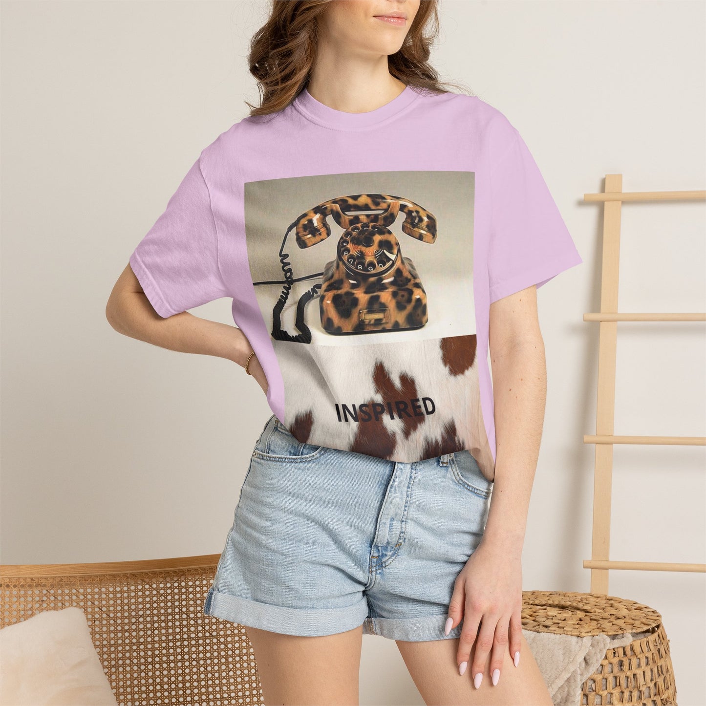 Inspired Leopard Phone Graphic T-Shirt