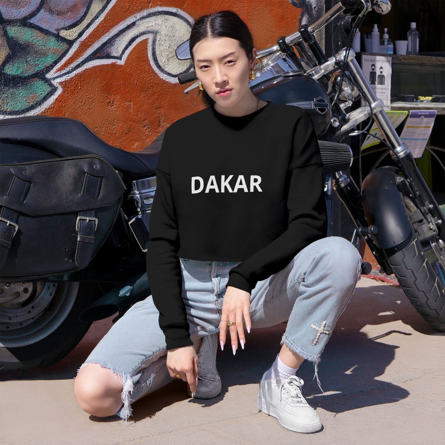 Dakar Cropped Sweatshirt — Women's Casual City Name Crop Top