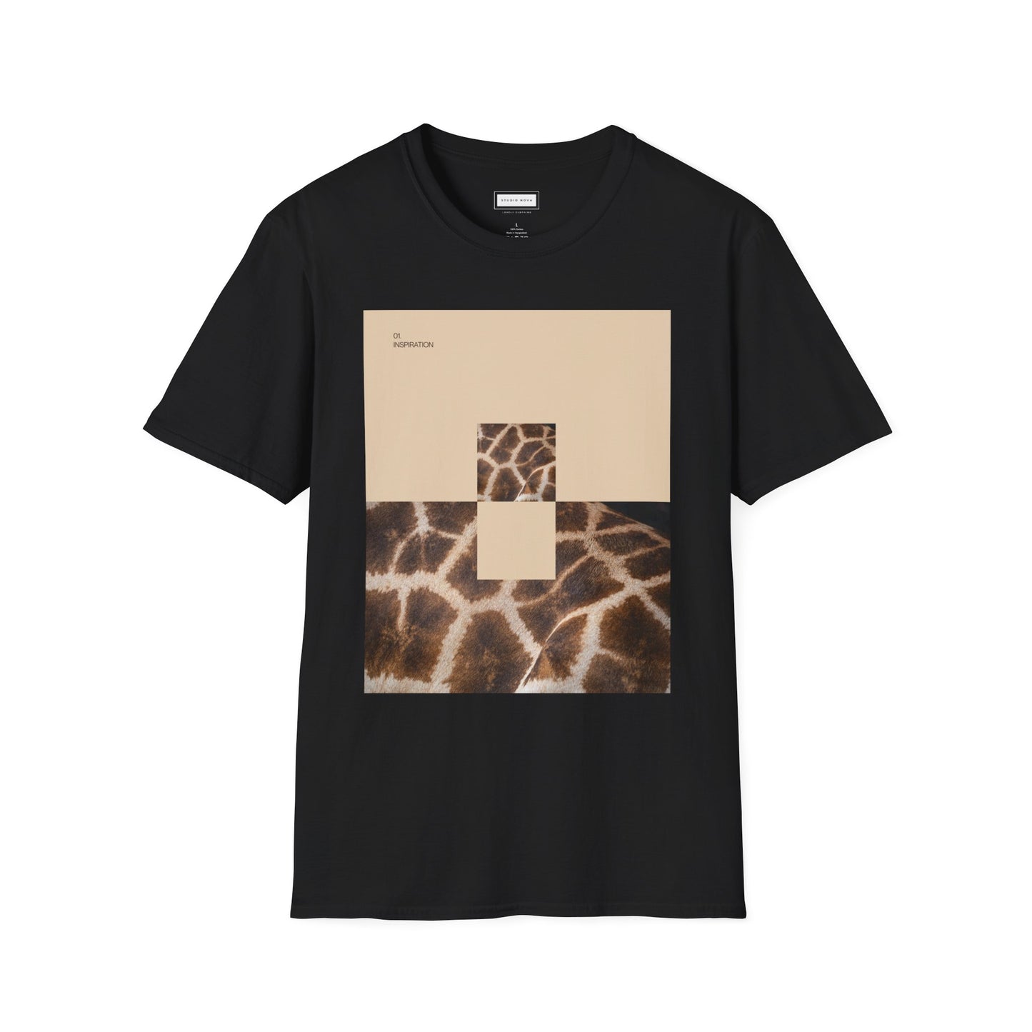 Graphic Tee — Neutral Geometric Giraffe Print ("Resurrection")