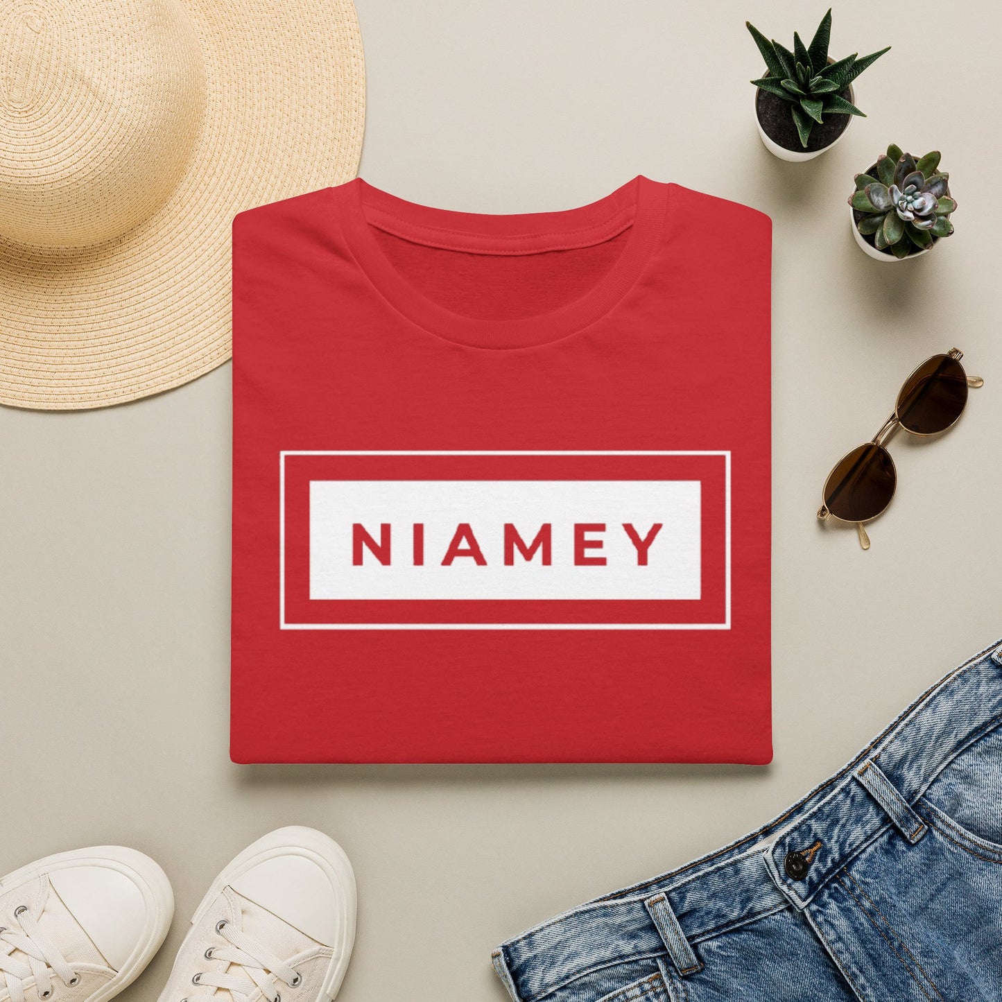 Minimal White T-Shirt — Subtle Embossed Text Casual Tee