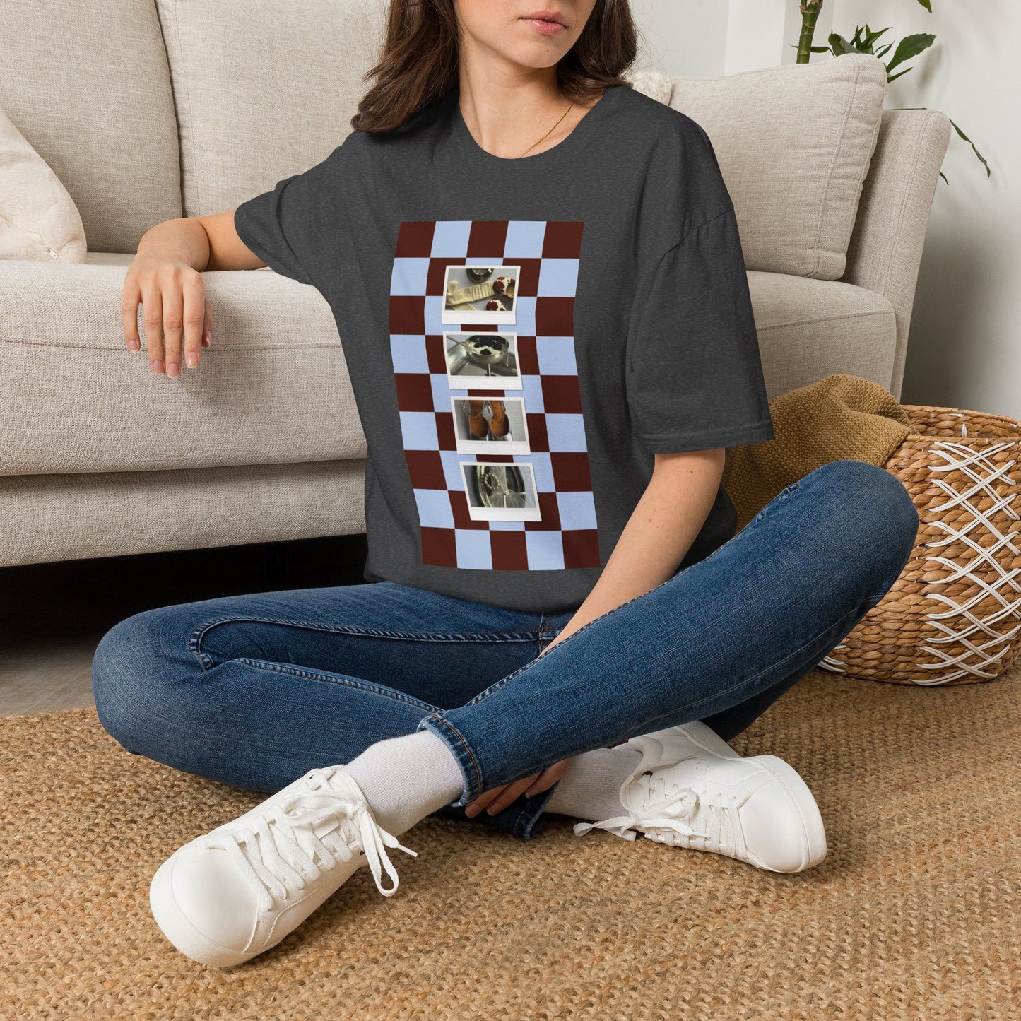T-Shirt — Vintage Photo Checkerboard Collage