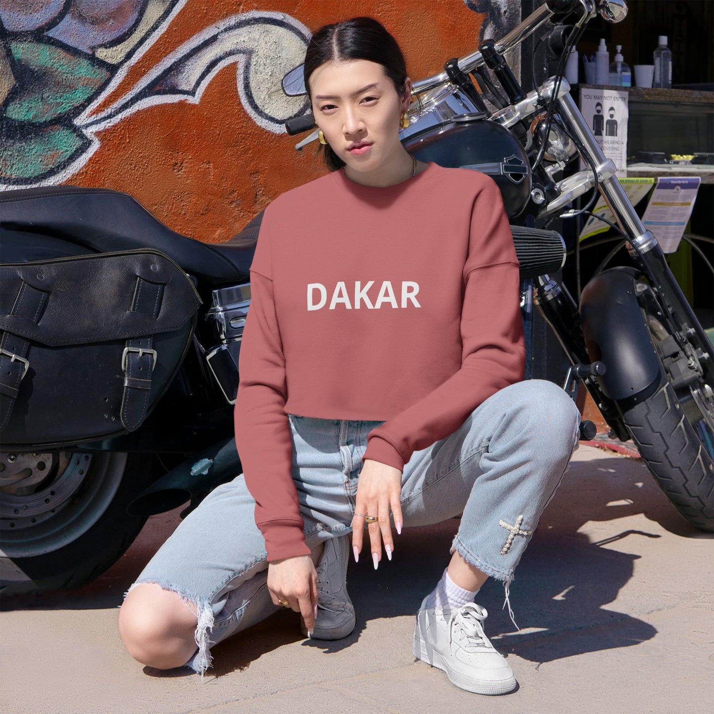 Dakar Cropped Sweatshirt — Women's Casual City Name Crop Top